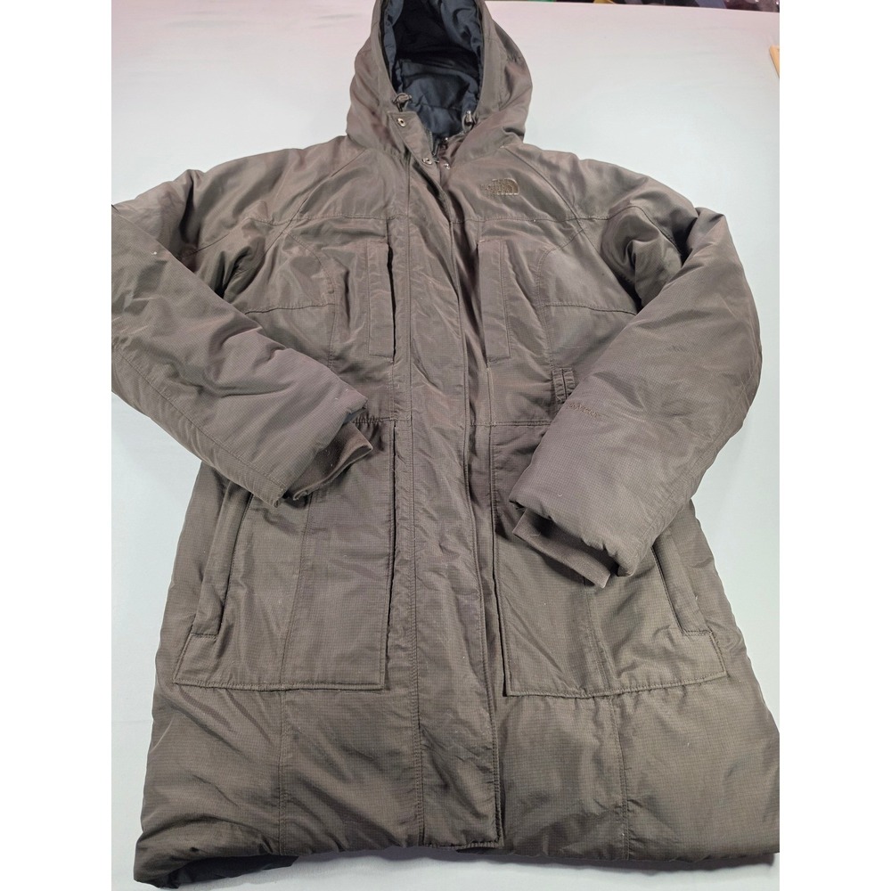 The North Face HyVent Brown Goose Down Hooded Parka Jacket Womens Medium